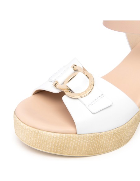 Nero Giardini sandalo in pelle con tacco e plateau